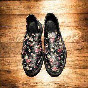 DR. MARTENS ADDY Printed Floral Leather Loafers Shoes Women's Size 9